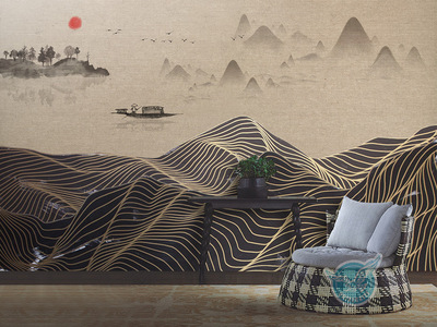 禪意入畫，山水在心 新中式抽象線條背景墻的意境營造